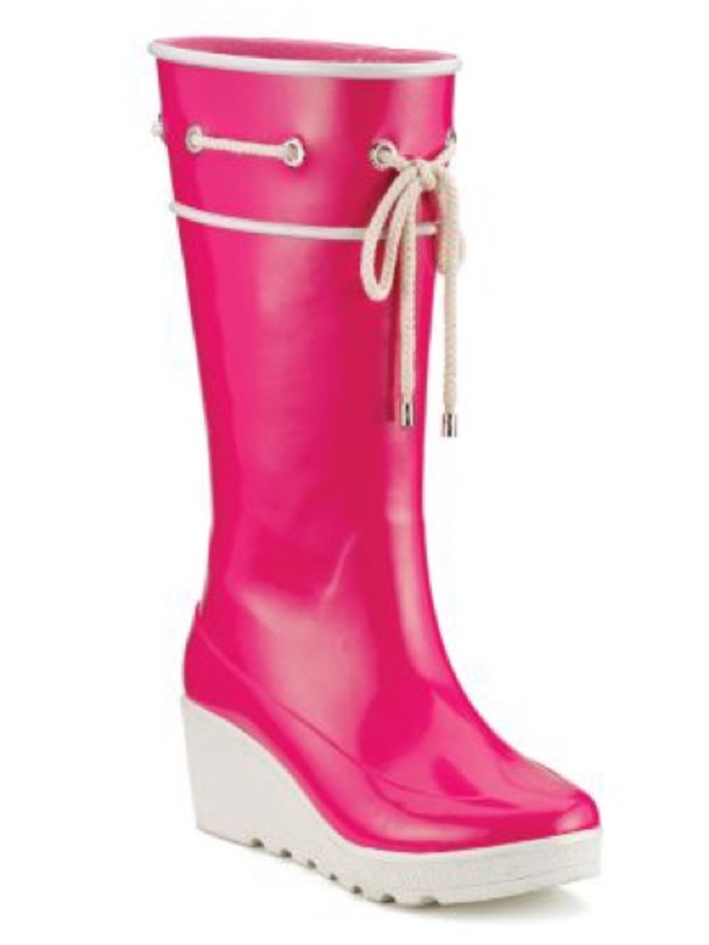 Sperry Top-Sider Sadie Pink Platform Wedge Rubber Rainboots Size 9 Rain Boots